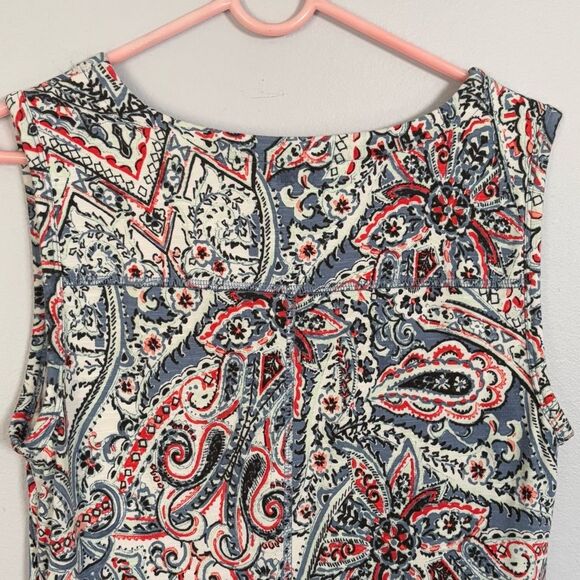 T by Talbots | Women’s Red/White/Blue Paisley Print Sleeveless Dress Sundress M - Picture 9 of 13